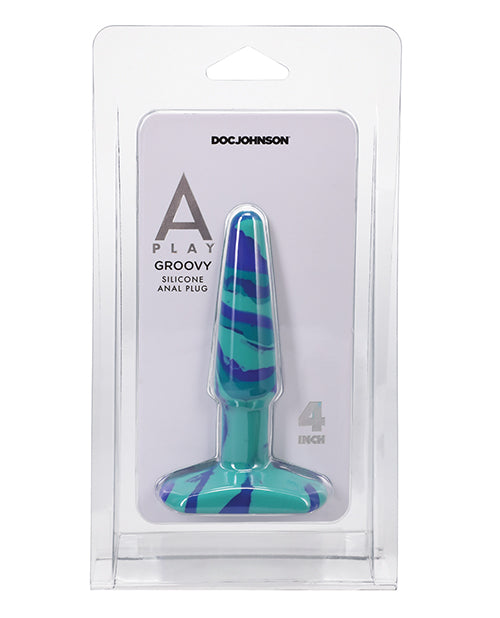 A Play 4&quot; Groovy Silicone Anal Plug - Ocean