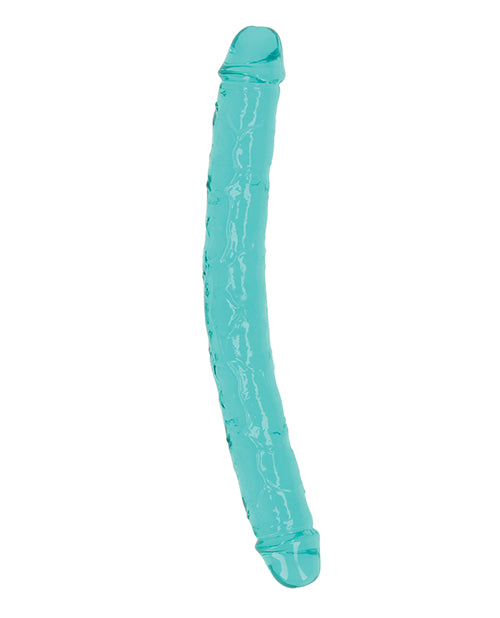 Shots RealRock Crystal Clear 13&quot; Double Dildo - Turquoise