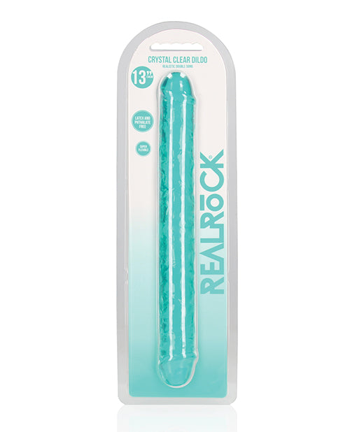 Shots RealRock Crystal Clear 13&quot; Double Dildo - Turquoise