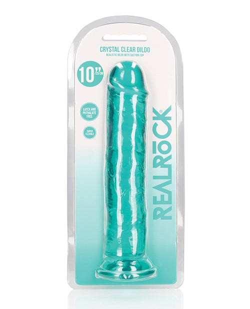 Shots RealRock Realistic Crystal Clear 10&quot; Straight Dildo - Turquoise