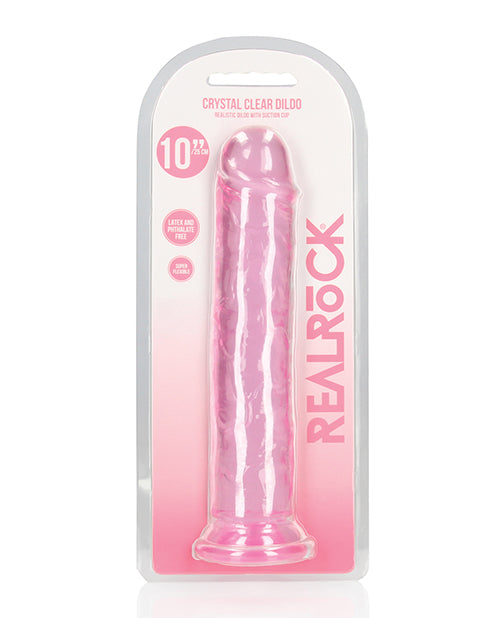 Shots RealRock Realistic Crystal Clear 10&quot; Straight Dildo - Pink