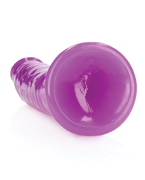 Shots RealRock 10&quot; Slim Dildo Glow in the Dark - Neon Purple