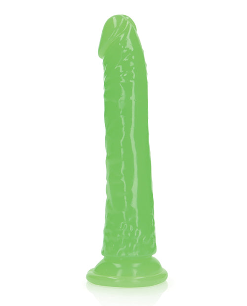 Shots RealRock 7&quot; Slim  Dildo Glow in the Dark - Neon Green