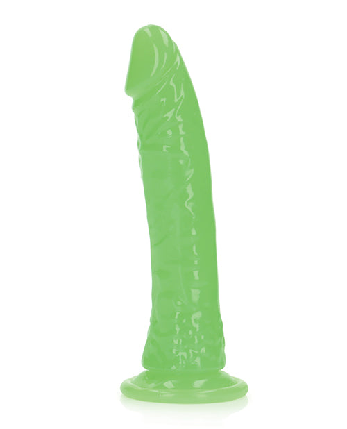 Shots RealRock 7&quot; Slim  Dildo Glow in the Dark - Neon Green