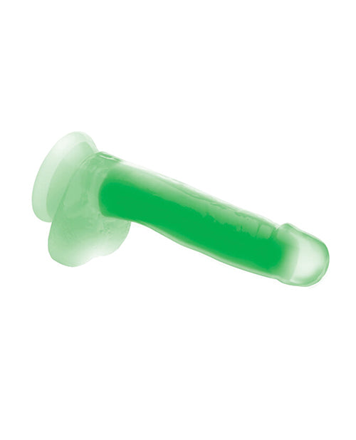 Curve Toys Lollicock 7&quot; Glow In The Dark Silicone Dildo w/Balls - Green