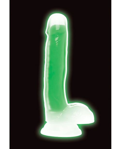 Curve Toys Lollicock 7&quot; Glow In The Dark Silicone Dildo w/Balls - Green