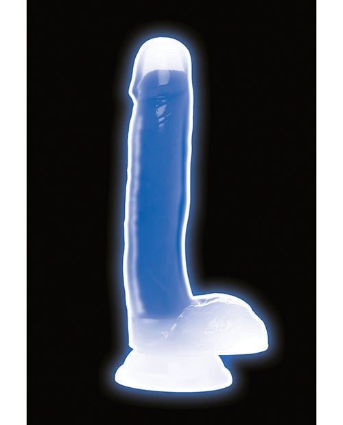 Curve Toys Lollicock 7&quot; Glow In The Dark Silicone Dildo w/Balls - Blue