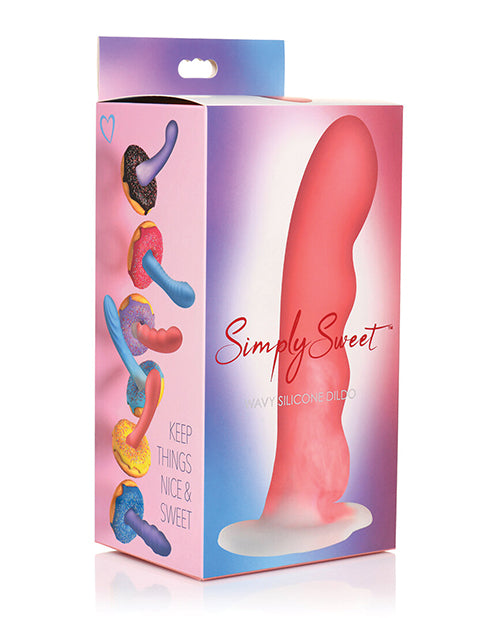 Curve Toys Simply Sweet 7&quot; Wavy Silicone Dildo - Pink/White