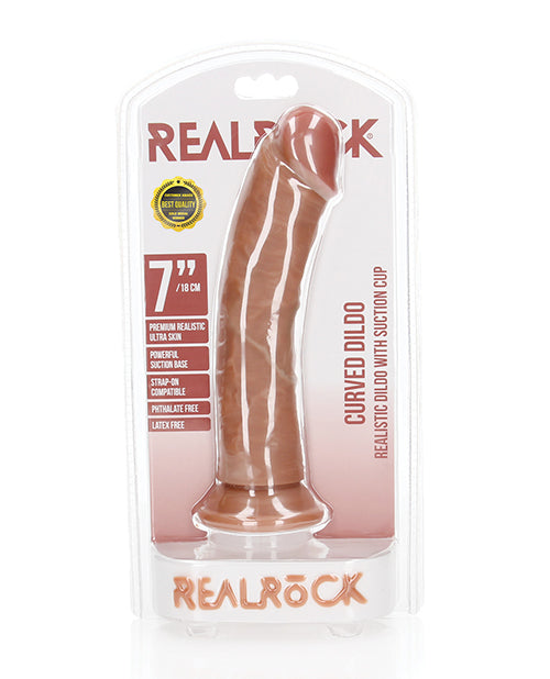 Shots RealRock Realistic 7&quot; Curved Dildo - Tan