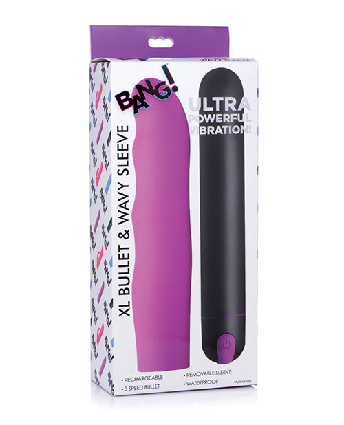 Bang! XL Bullet Wavy Silicone Sleeve - Purple