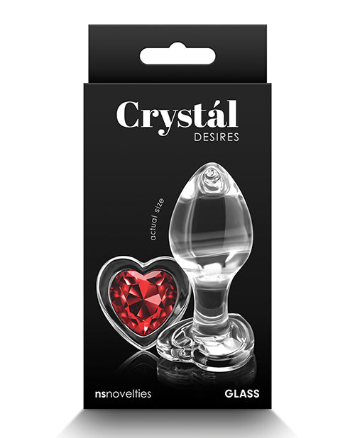 Crystal Desires Glass Heart Gem Butt Plug Medium - Red