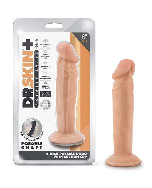 Blush Dr. Skin Plus 6&quot; Posable Dildo - Vanilla