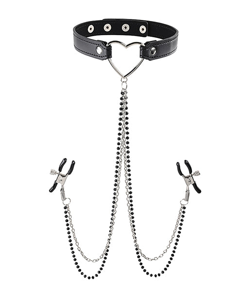 Sex &amp; Mischief Amor Collar w/Nipple Clamps