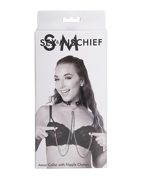 Sex &amp; Mischief Amor Collar w/Nipple Clamps