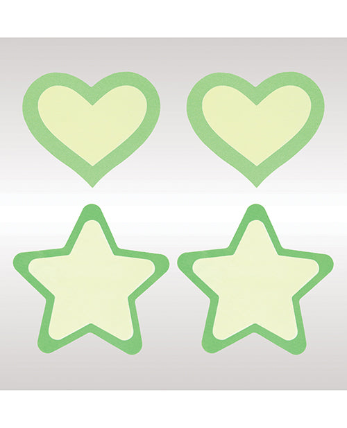 Peekaboos Glow in the Dark Hearts &amp; Stars - Green 2 Pairs