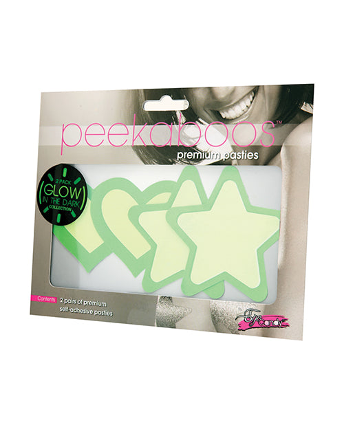 Peekaboos Glow in the Dark Hearts &amp; Stars - Green 2 Pairs