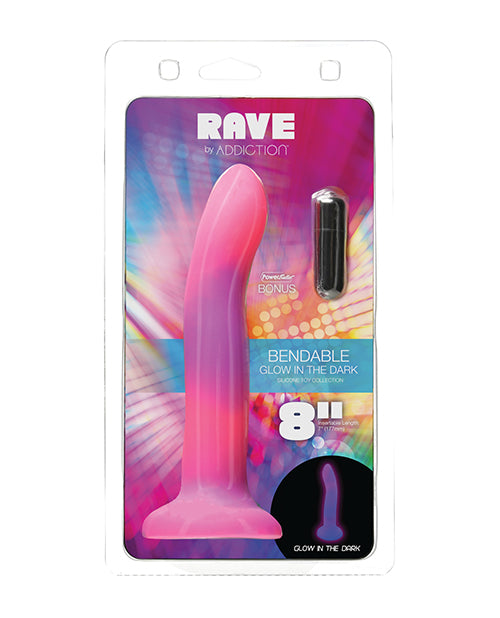 Addiction 8&quot; Rave Glow in the Dark Dong - Pink/Purple