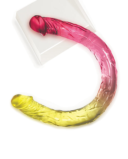 Shades Jelly TPR Gradient Double Dong - Pink/Yellow