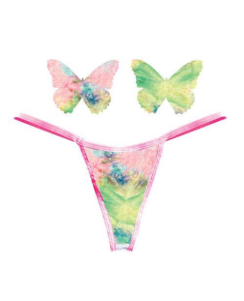 Neva Nude Naughty Knix Rainbow Sherbet Velvet G-String &amp; Pasties - (Color Varies) Multi  O/S