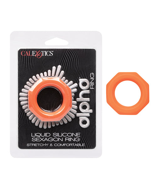 Alpha Liquid Silicone Sexagon Ring - Orange