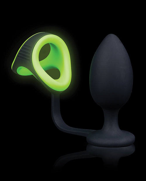 Shots Ouch Butt Plug w/Cock Ring &amp; Ball Strap - Glow in the Dark