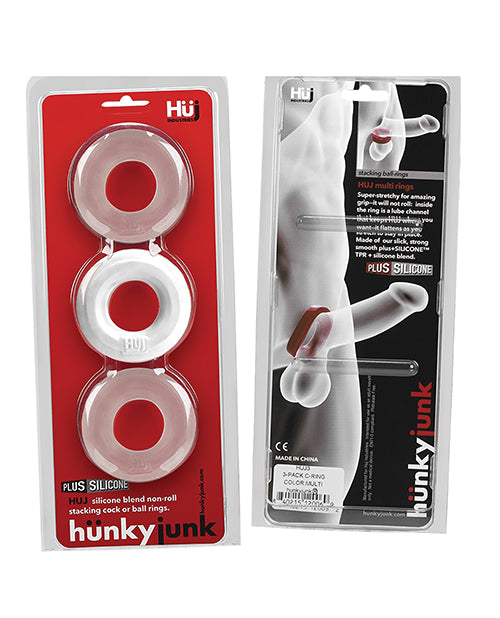 Hunky Junk C Ring Multi Pack - White Ice Pack of 3