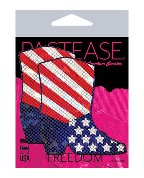 Pastease Premium Sparkling Stars &amp; Strips USA Cowboy Boot - Red/White/Blue O/S