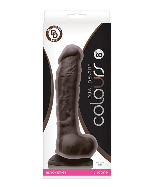 Colours Dual Density 8&quot; Dildo - Dark Brown