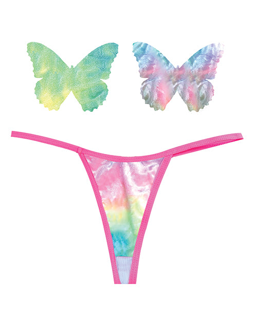 Neva Nude Naughty Knix Rainbow Sherbet Velvet G-String &amp; Pasties - (Color Varies) Multi  O/S