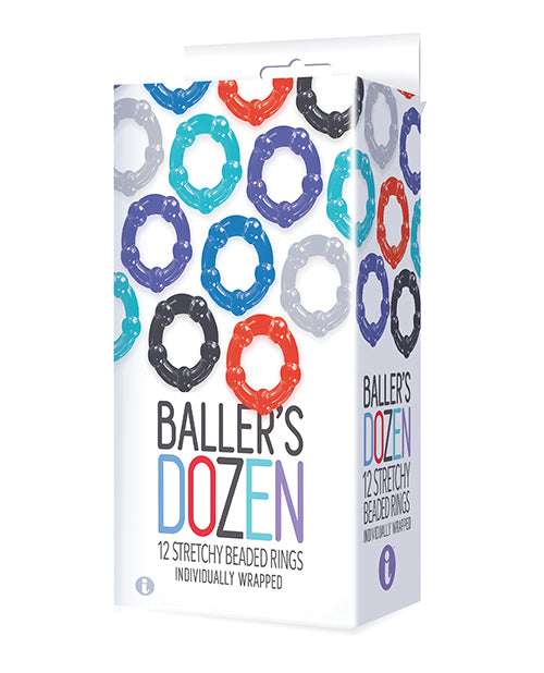 The 9&#039;s Baller&#039;s Dozen Beaded 12pc Cockring Set - Asst. Colors