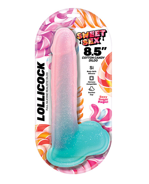 Sweet Sex 8.5&quot; Lollicock Cotton Candy Dildo - Multi Color