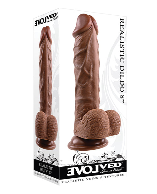 Evolved 8&quot; Realistic Dildo w/Balls - Dark