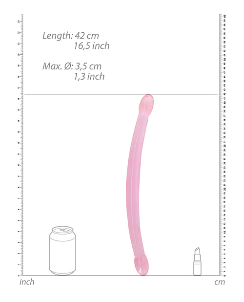 Shots RealRock Crystal Clear 17&quot; Double Dildo  - Pink