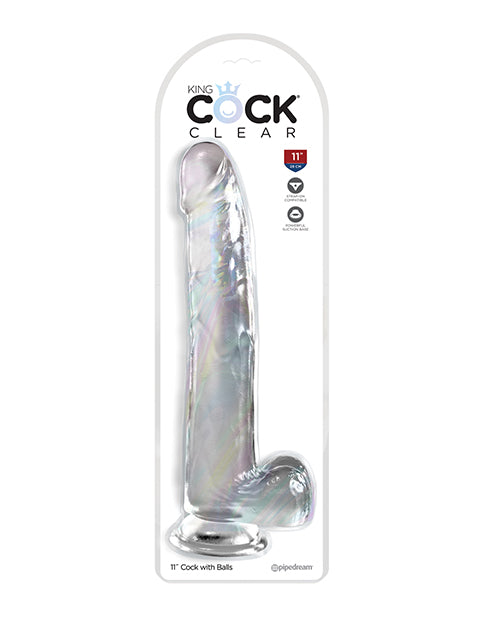 King Cock Clear 11&quot; Cock w/Balls - Clear