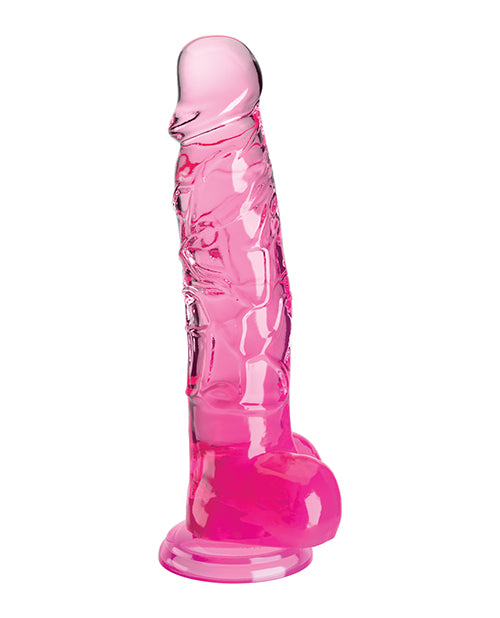 King Cock Clear 8&quot; Cock w/Balls - Pink