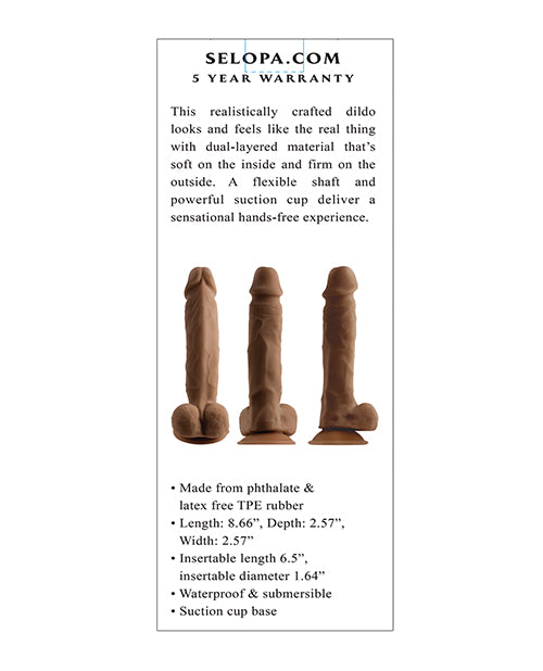 Selopa 6.5&quot; Natural Feel Dildo - Dark