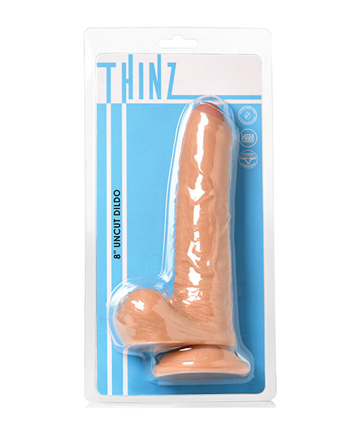 Curve Toys Thinz 8&quot; Uncut Dildo w/Balls - Light