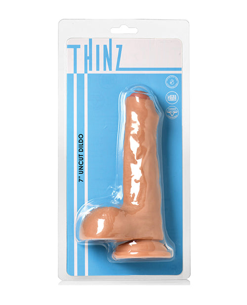 Curve Toys Thinz 7&quot; Uncut Dildo w/Balls - Light