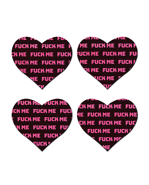 Pastease Petites Fuck Me Hearts - Black/Pink O/S