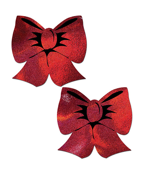 Pastease Coverage Holographic Bow - Red O/S