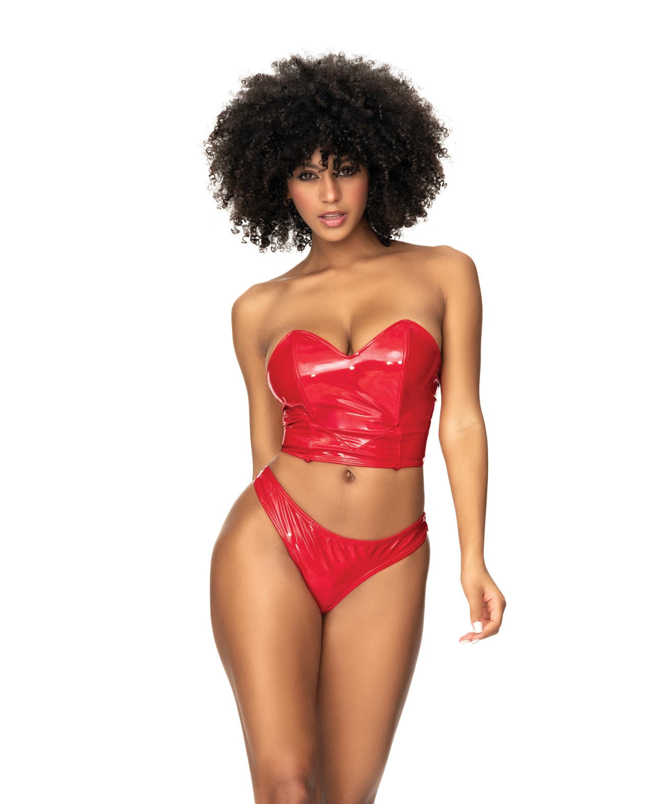 Wet Look Two In One Babydoll Red SM - Seductions Secret