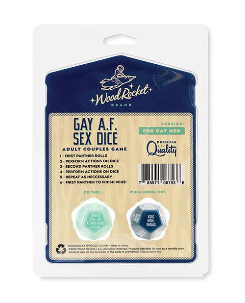 Wood Rocket Gay AF Gay Men Couples Sex Dice Game - Blue - Seductions Secret