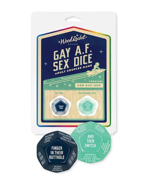 Wood Rocket Gay AF Gay Men Couples Sex Dice Game - Blue - Seductions Secret