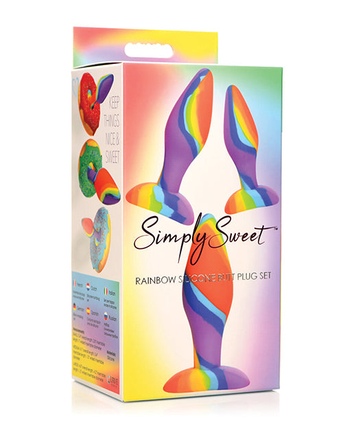 Curve Toys Simply Sweet Rainbow Silicone Butt Plug Set