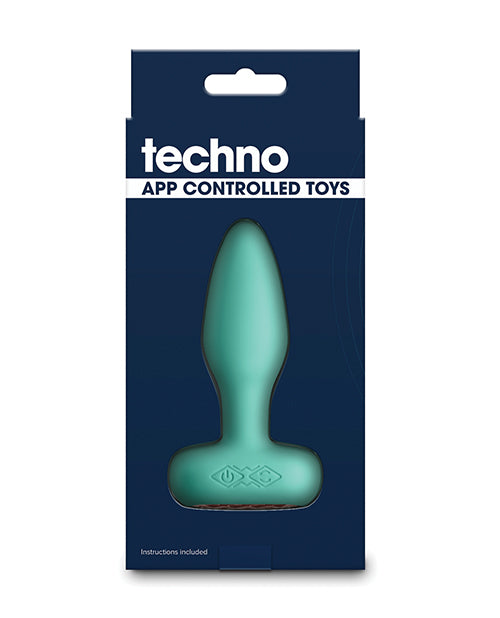 Techno Prism App Controlled Rotating &amp; Vibrating Anal Plug - Teal