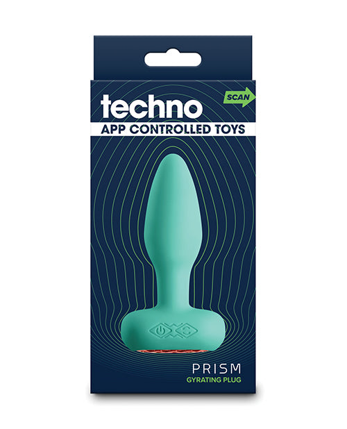 Techno Prism App Controlled Rotating &amp; Vibrating Anal Plug - Teal