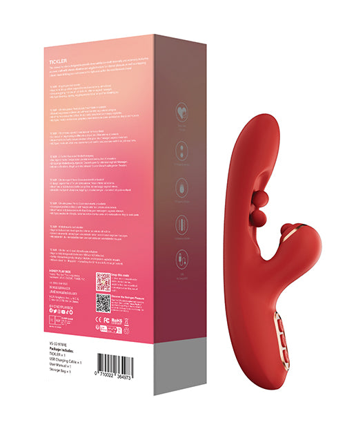 Tickler Wiggling G-Spot Vibrator &amp; Tapping Clitoral Stimulator - Red