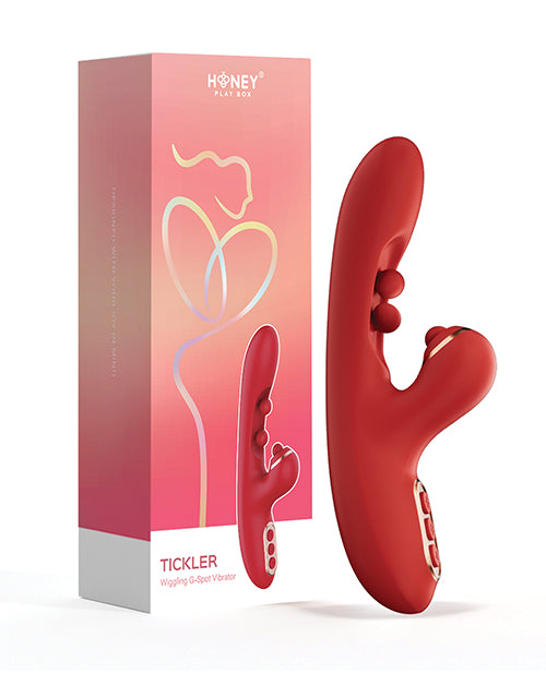 Tickler Wiggling G-Spot Vibrator &amp; Tapping Clitoral Stimulator - Red