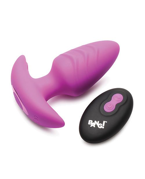 Bang! Rotating &amp; Vibrating Tapered Butt Plug w/Remote - Purple