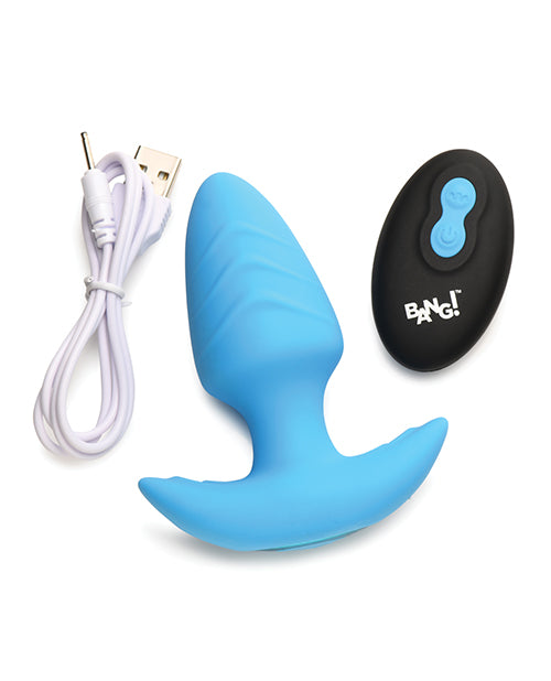 Bang! Rotating &amp; Vibrating Tapered Butt Plug w/Remote - Blue